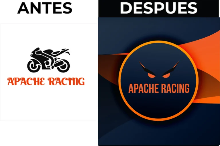 Rediseno de logo de Apache Racing: antes y despues