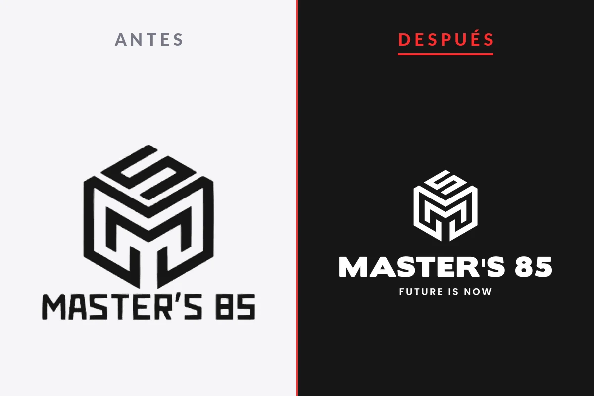 Rediseno de logo de Masters 85: antes y despues